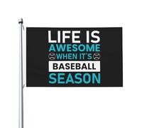 La vie est géniale quand c'est la saison de baseball Drapeaux pour l'extérieur 3x5 pieds double face Drapeau en polyester robuste pour la maison cour festival extérieur jardin décoration drapeaux de b