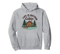 La Vie est Meilleure à The Cabin Rustic Outdoors Retreat Sweat à Capuche, Unisexe pour Adultes, Gris Chiné, XL