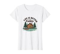 La Vie est Meilleure à The Cabin Rustic Outdoors Retreat T-Shirt, Femme, Blanc, XXL