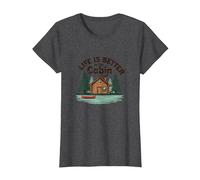 La Vie est Meilleure à The Cabin Rustic Outdoors Retreat T-Shirt, Femme, Chiné Foncé, S