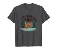 La Vie est Meilleure à The Cabin Rustic Outdoors Retreat T-Shirt, Homme, Chiné Foncé, XXL