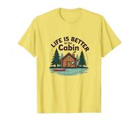 La Vie est Meilleure à The Cabin Rustic Outdoors Retreat T-Shirt, Homme, Citron, XL