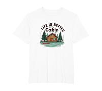 La Vie est Meilleure à The Cabin Rustic Outdoors Retreat T-Shirt, Homme Grandes Tailles, Blanc, 4X Tall