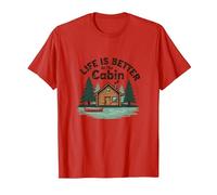 La Vie est Meilleure à The Cabin Rustic Outdoors Retreat T-Shirt, Homme, Rouge, 3XL