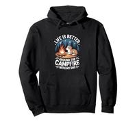 La vie est meilleure autour du feu de camp avec mon chien Sweat à Capuche