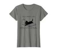 La vie est meilleure avec des livres chats et du café T-Shirt