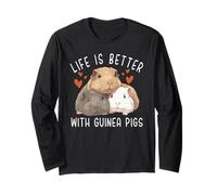 La Vie est Meilleure avec Les cochons d'Inde, Mignon Amoureux des cochons d'Inde Manche Longue