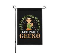 La vie est meilleure avec mes drapeaux de jardin léopard Gecko 12x18 pouces drapeau de jardin double face maison pelouse patio drapeaux décoratifs vacances saisonnières extérieur drapeau de bienvenue