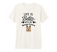 La Vie Est Meilleure avec Mon Chien Berger Picard T-Shirt Haut de Gamme