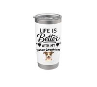 La Vie Est Meilleure Avec Mon Chien Petit lévrier italien Gobelet isotherme en acier inoxydable double paroi