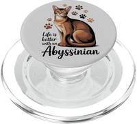 La Vie est Meilleure avec Un Chat Brun abyssin et élégant PopSockets PopGrip pour MagSafe