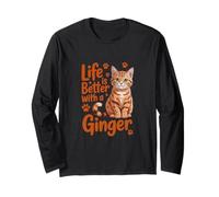 La Vie est Meilleure avec Un Chat Roux et Roux Manche Longue