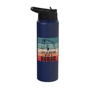 La vie est meilleure avec un cheval Croquis de cheval Stainless Steel Insulated Water Bottle