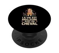 La Vie Est Meilleure avec Un Cheval Cute Horse PopSockets PopGrip Adhésif