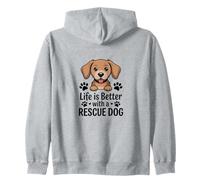 La Vie est Meilleure avec Un Chien de Sauvetage, adoptez Un Chiot Sweat à Capuche