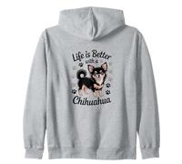 La Vie est Meilleure avec Un Chihuahua, Chi à Cheveux Longs Sweat à Capuche
