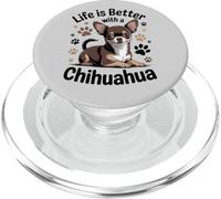 La Vie est Meilleure avec Un Chihuahua, Petit Chien Marron et Brun Clair PopSockets PopGrip pour MagSafe
