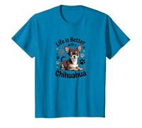 La Vie est Meilleure avec Un Chihuahua, Petit Chien Marron et Brun Clair T-Shirt, Enfant, Saphir, 2 Ans