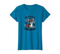 La Vie est Meilleure avec Un Chihuahua, Petit Chien Marron et Brun Clair T-Shirt, Femme, Saphir, S