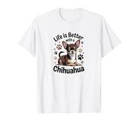 La Vie est Meilleure avec Un Chihuahua, Petit Chien Marron et Brun Clair T-Shirt, Homme, Blanc, 6XL