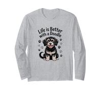 La Vie est Meilleure avec Un Doodle, Black and Tan Bernedoodle Manche Longue