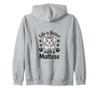 La Vie est Meilleure avec Un Petit Chien Blanc Maltais Sweat à Capuche