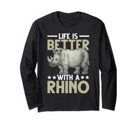 La Vie est Meilleure avec Un rhinocéros Manche Longue