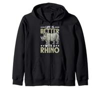 La Vie est Meilleure avec Un rhinocéros Sweat à Capuche