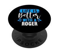 La Vie est Meilleure avec Un t-Shirt Roger Nom Roger PopSockets PopGrip Adhésif