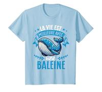 La Vie Est Meilleure avec Une Baleine - Sweet Whale T-Shirt, Enfant, Bleu Céleste, 10 Ans