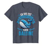 La Vie Est Meilleure avec Une Baleine - Sweet Whale T-Shirt, Enfant, Bleu Chiné, 12 Ans