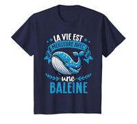 La Vie Est Meilleure avec Une Baleine - Sweet Whale T-Shirt, Enfant, Bleu Marine, 10 Ans