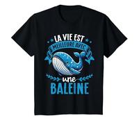 La Vie Est Meilleure avec Une Baleine - Sweet Whale T-Shirt, Enfant, Noir, 12 Ans