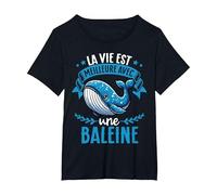 La Vie Est Meilleure avec Une Baleine - Sweet Whale T-Shirt, Femme Grandes Tailles, Noir, 6X