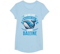 La Vie Est Meilleure avec Une Baleine - Sweet Whale T-Shirt, Fille, Bleu Céleste, S