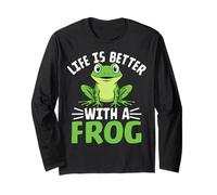 La Vie est Meilleure avec Une Grenouille drôle et Mignonne Amoureuse des Grenouilles Manche Longue