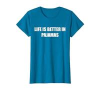La Vie est Meilleure en Pyjama T-Shirt, Femme, Saphir, S