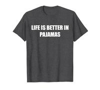 La Vie est Meilleure en Pyjama T-Shirt, Homme, Chiné Foncé, S