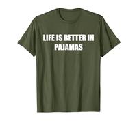 La Vie est Meilleure en Pyjama T-Shirt, Homme, Olive, 3XL