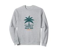 La Vie est Meilleure sous Un Palmier - Unidea Sweatshirt, Unisexe pour Adultes, Gris Chiné, S