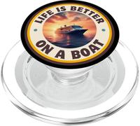 La vie est meilleure sur un bateau, design cadeau pour les amateurs de bateau nautique PopSockets PopGrip pour MagSafe