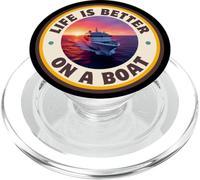 La vie est meilleure sur un bateau, design cadeau pour les amateurs de bateau nautique PopSockets PopGrip pour MagSafe