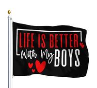 La Vie Est Plus Belle Avec Mes Garçons Décoration Bannière 90X150Cm Avec Œillets Durable Bannière Cour Drapeau Pour Chambres Clubs Fêtes