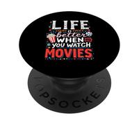 La Vie est Plus Belle Quand on Regarde des Films Cinéphile PopSockets PopGrip Adhésif