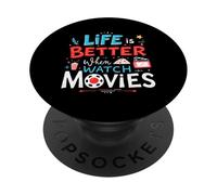 La Vie est Plus Belle Quand on Regarde des Films Movie Lover PopSockets PopGrip Adhésif