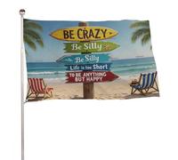 ??La vie est trop courte pour être autre chose qu'une plage heureuse?? Bannière décorative extérieure durable de 2?x?3?pieds, drapeaux de bienvenue pour patio, drapeaux de jardin de printemps