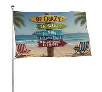 ??La vie est trop courte pour être autre chose qu'une plage heureuse et inspirante?? Bannière de décoration extérieure durable de 4?x?6?pieds, drapeaux de bienvenue pour patio, drapeaux de jardin de p