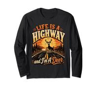 La Vie est Une autoroute et Je suis Un cerf, Forest Wildlife Road Meme Manche Longue
