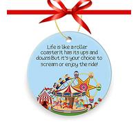 La Vie Est Une Montagne Russe Décoration De Noël A Suspendre Céramique Pendentif De Noël avec Ficelle Ornement Suspendu pour Salon Jardin Fête