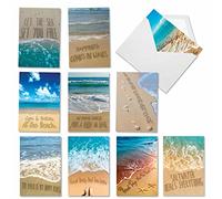 'la vie est une plage' : 10 Assortis toutes les occasions Cartes de vœux avec bien Wishes écrit en sable, avec enveloppes (10 Designs, 1 carte par Motif). Ac6328ocb-b1 X 10